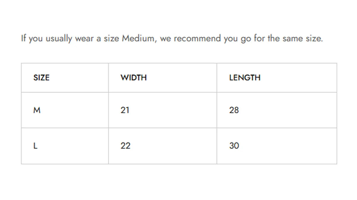Size Chart